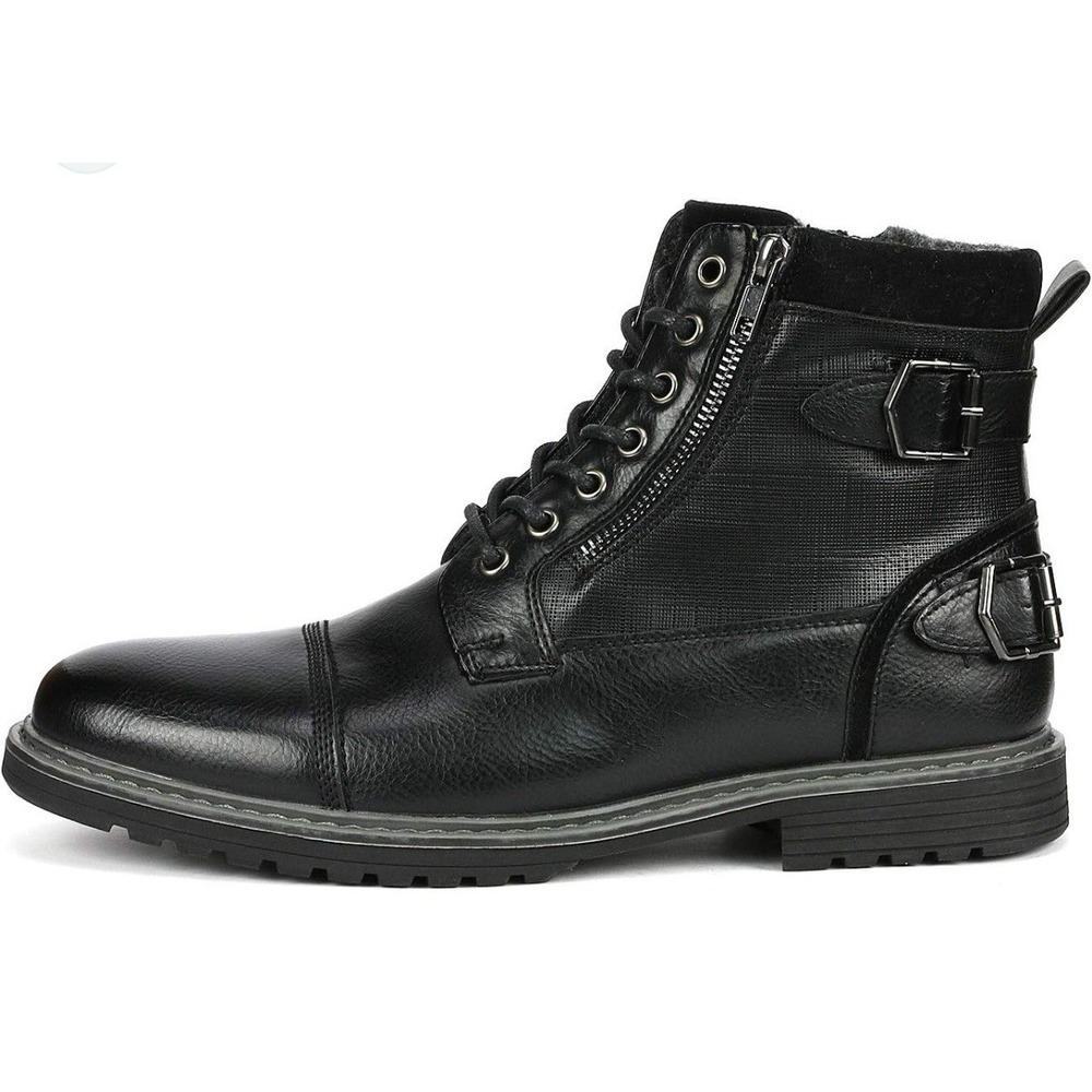 NWOT Bruno Marc Philly-10 Men's Black Motorcycle Combat Ankle Boots Buckle 10‎